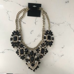 Black Gold Sparkle Bib Statement Necklace